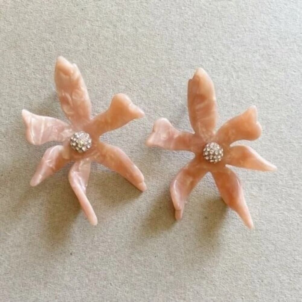 AUTHENTIC LELE SADOUGHI WATER LILY CRYSTAL BLUSH EARRINGS-$118-NEW WITH POUCH